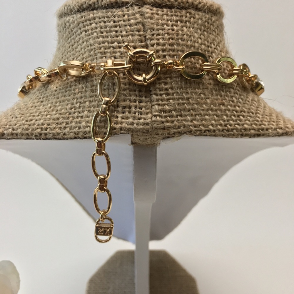 Goldtone Gemstone Crystal Statement Necklace - Picture 5 of 5